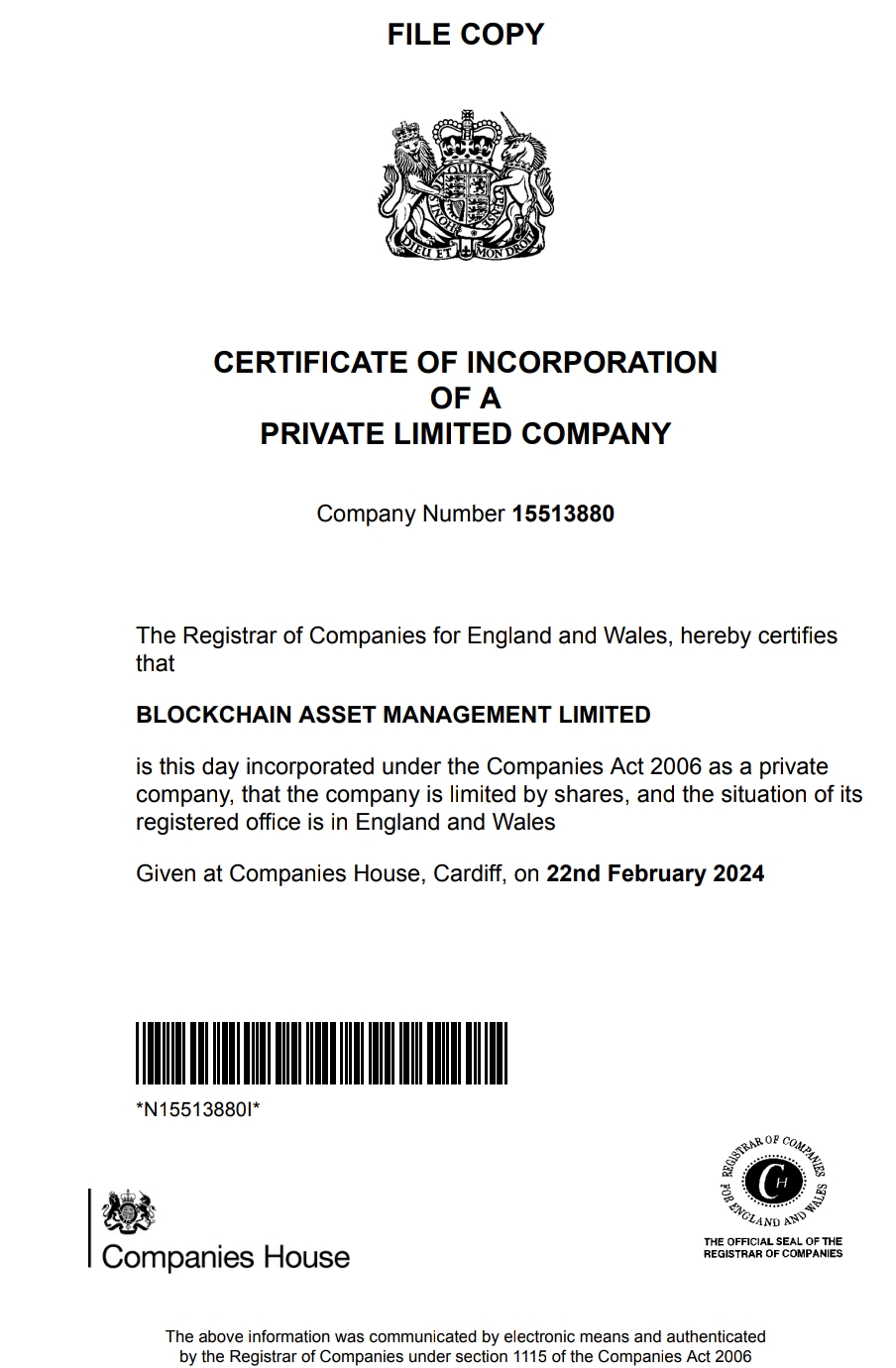 certificate